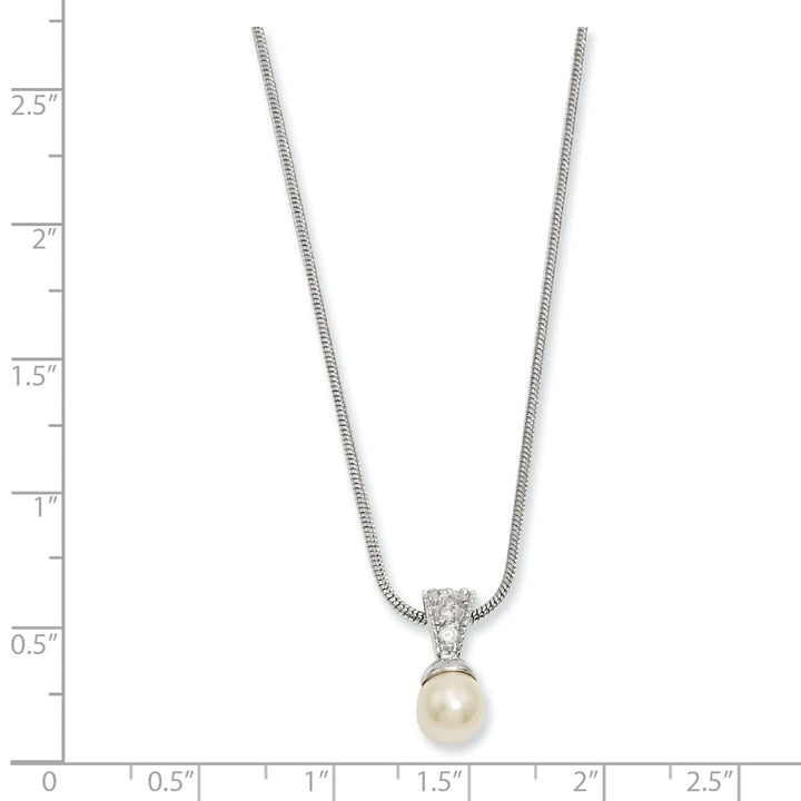 Kelly Waters Necklaces Rhodium Plated Glass Pearl Cubic Zirconia Necklace