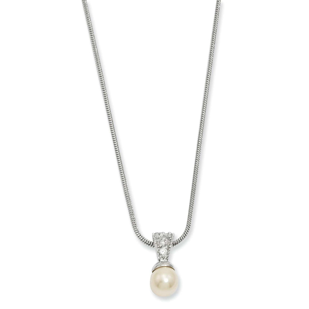 Kelly Waters Necklaces Rhodium Plated Glass Pearl Cubic Zirconia Necklace