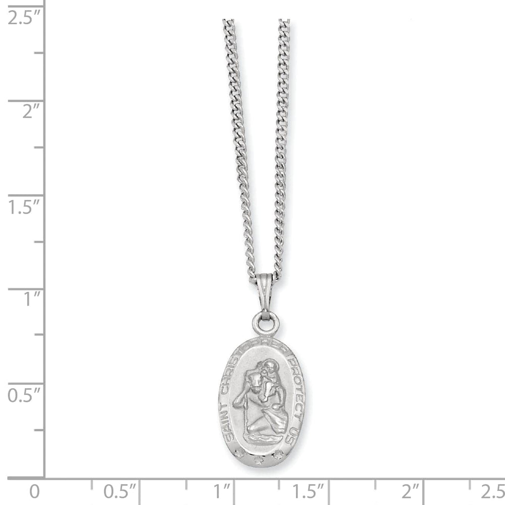Kelly Waters Necklaces Rhodium Plated Oval St. Christopher Medal Necklace