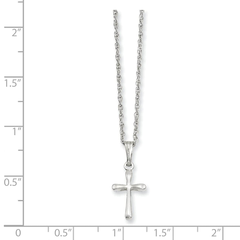 Kelly Waters Necklaces Rhodium Plated Small Plain Rounded Cross Necklace