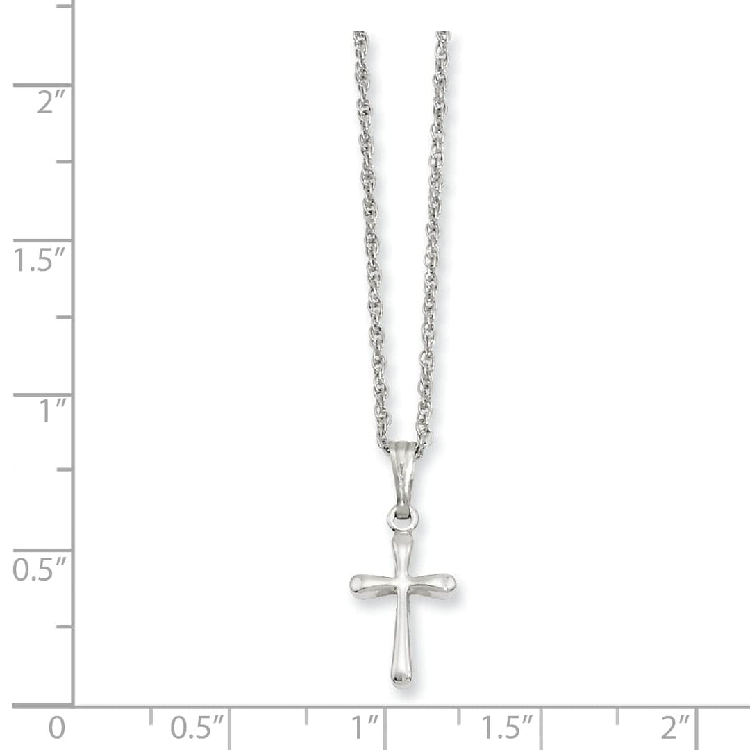 Kelly Waters Necklaces Rhodium Plated Small Plain Rounded Cross Necklace