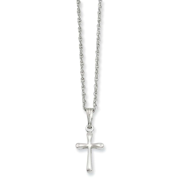 Kelly Waters Necklaces Rhodium Plated Small Plain Rounded Cross Necklace