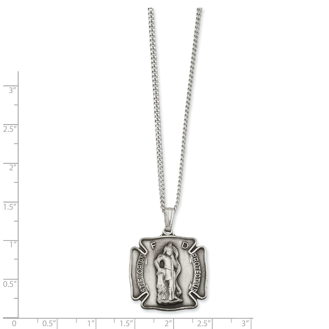 Kelly Waters Necklaces Rhodium Plated St. Florian Medal Necklace