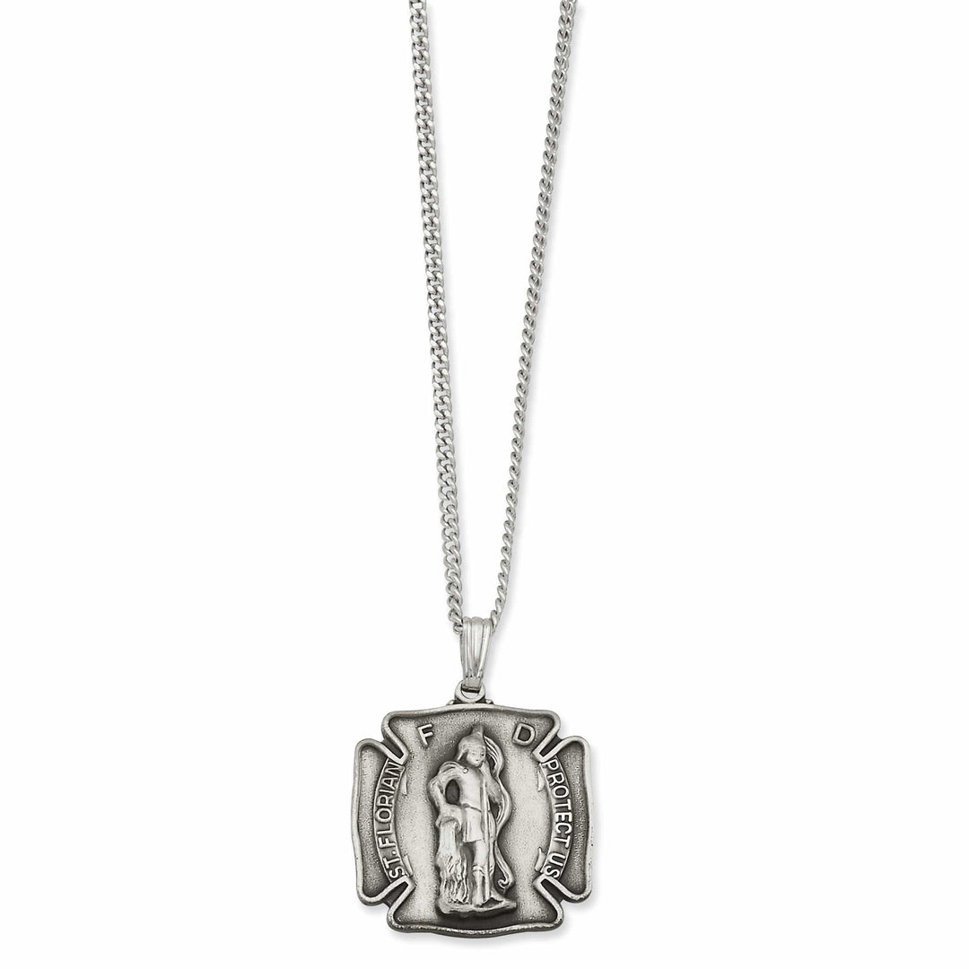 Kelly Waters Necklaces Rhodium Plated St. Florian Medal Necklace