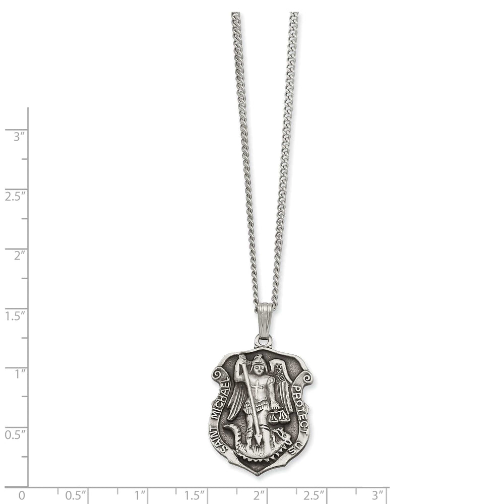 Kelly Waters Necklaces Rhodium Plated St. Michael Medal Necklace