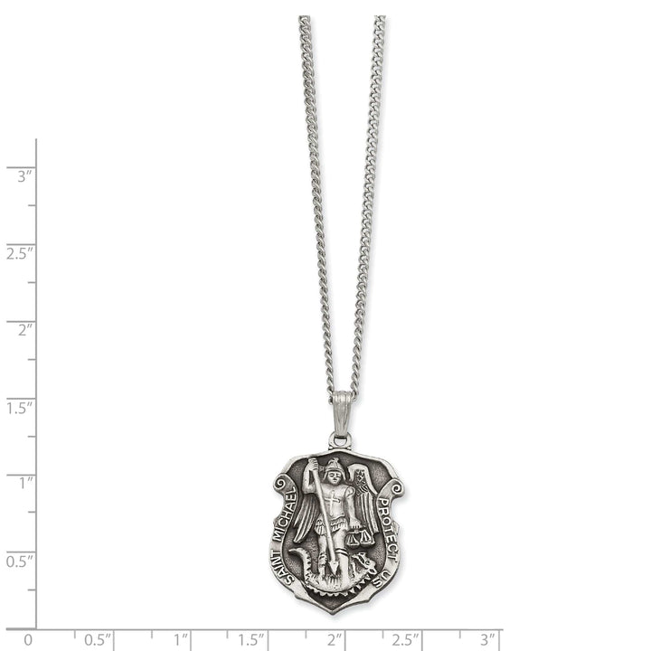 Kelly Waters Necklaces Rhodium Plated St. Michael Medal Necklace