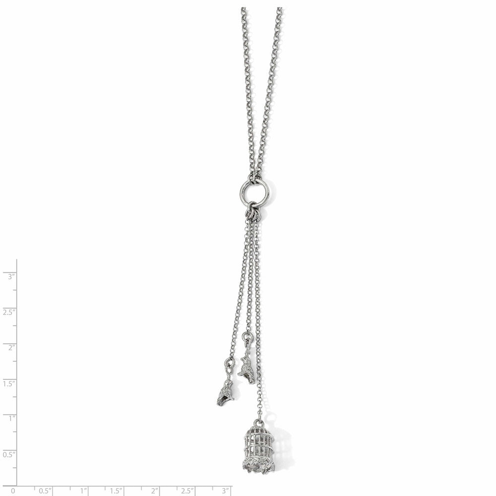 Lovely Rita's Necklaces Silver Bird Cage with Birds Slipon Necklace