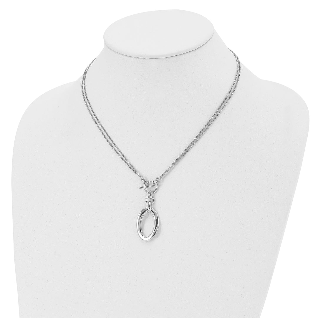 Lovely Rita's Necklaces Silver Polished Fancy 2-Strand Toggle Necklace
