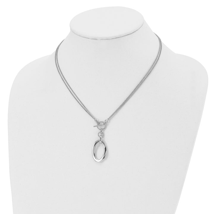 Lovely Rita's Necklaces Silver Polished Fancy 2-Strand Toggle Necklace