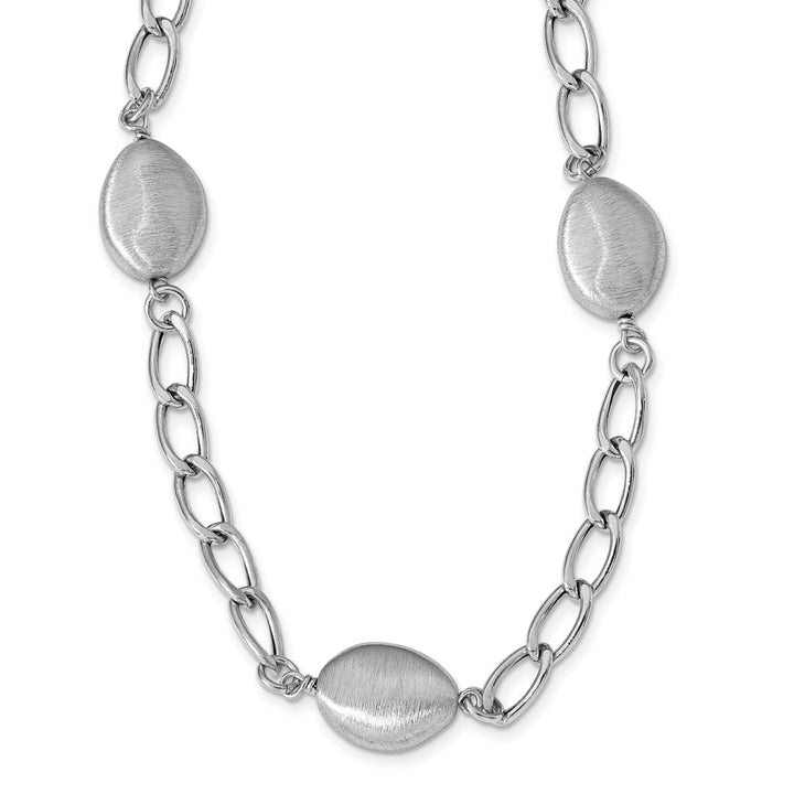 Lovely Rita's Necklaces Silver Rhodium Brushed and Polished Necklace