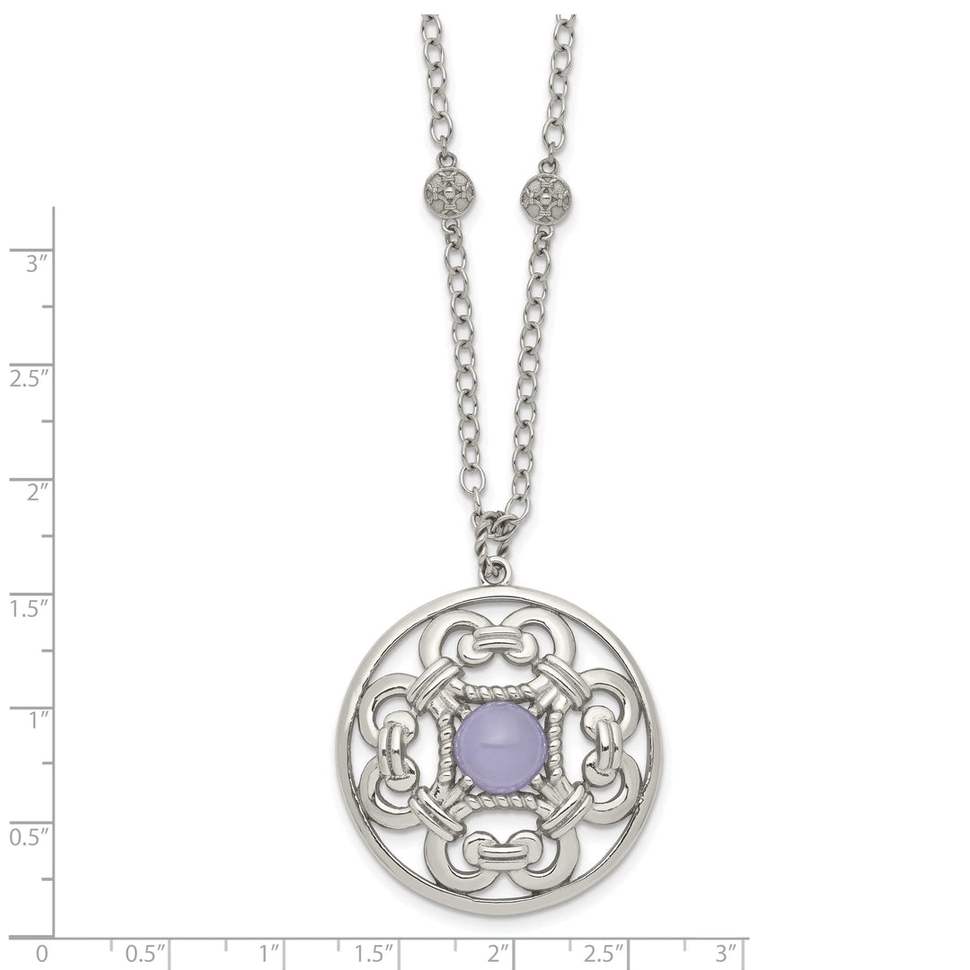 Chisel Necklaces Stainles Steel Purple Calcedony Circle Necklace