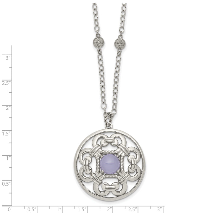 Chisel Necklaces Stainles Steel Purple Calcedony Circle Necklace