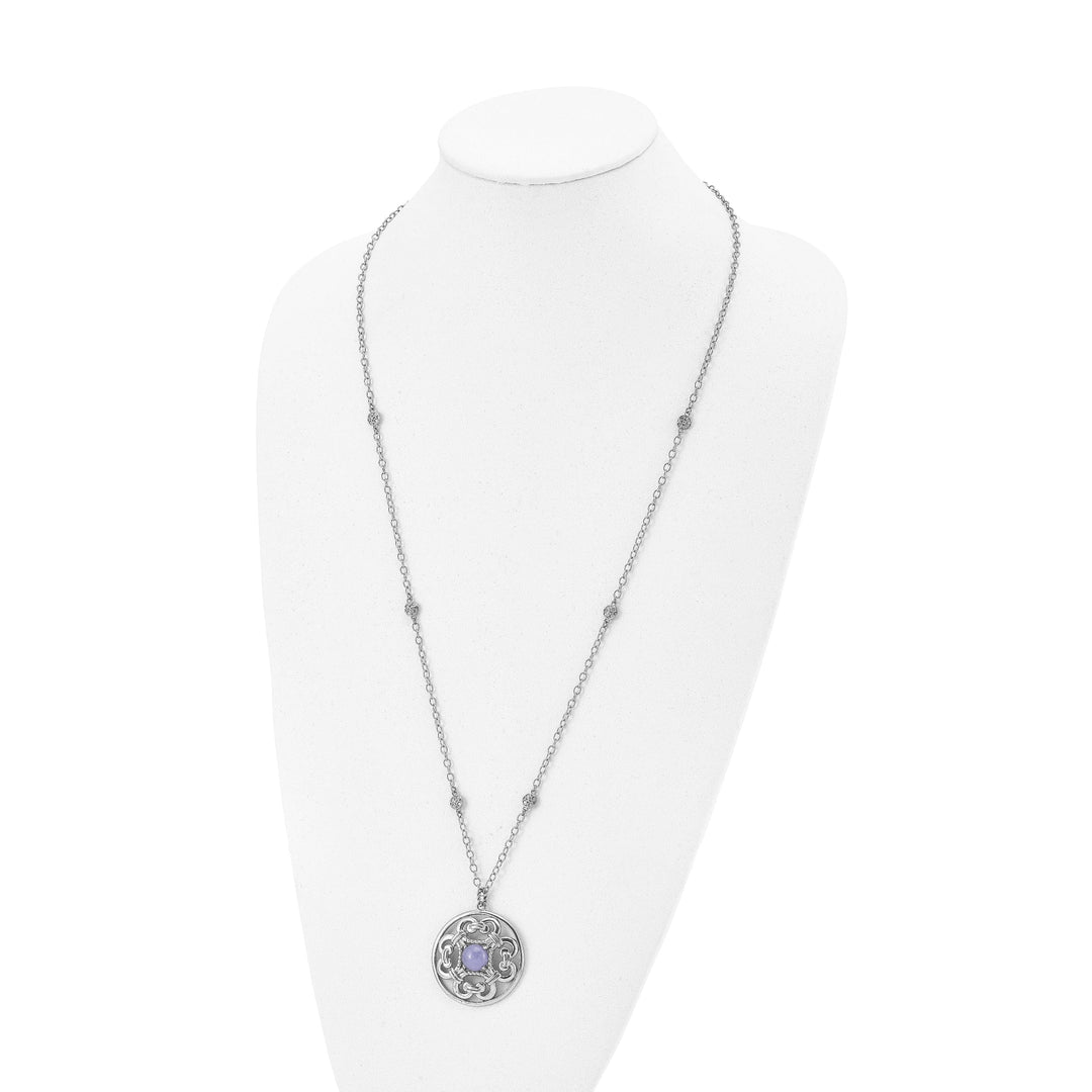 Chisel Necklaces Stainles Steel Purple Calcedony Circle Necklace