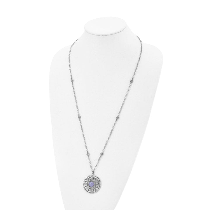 Chisel Necklaces Stainles Steel Purple Calcedony Circle Necklace