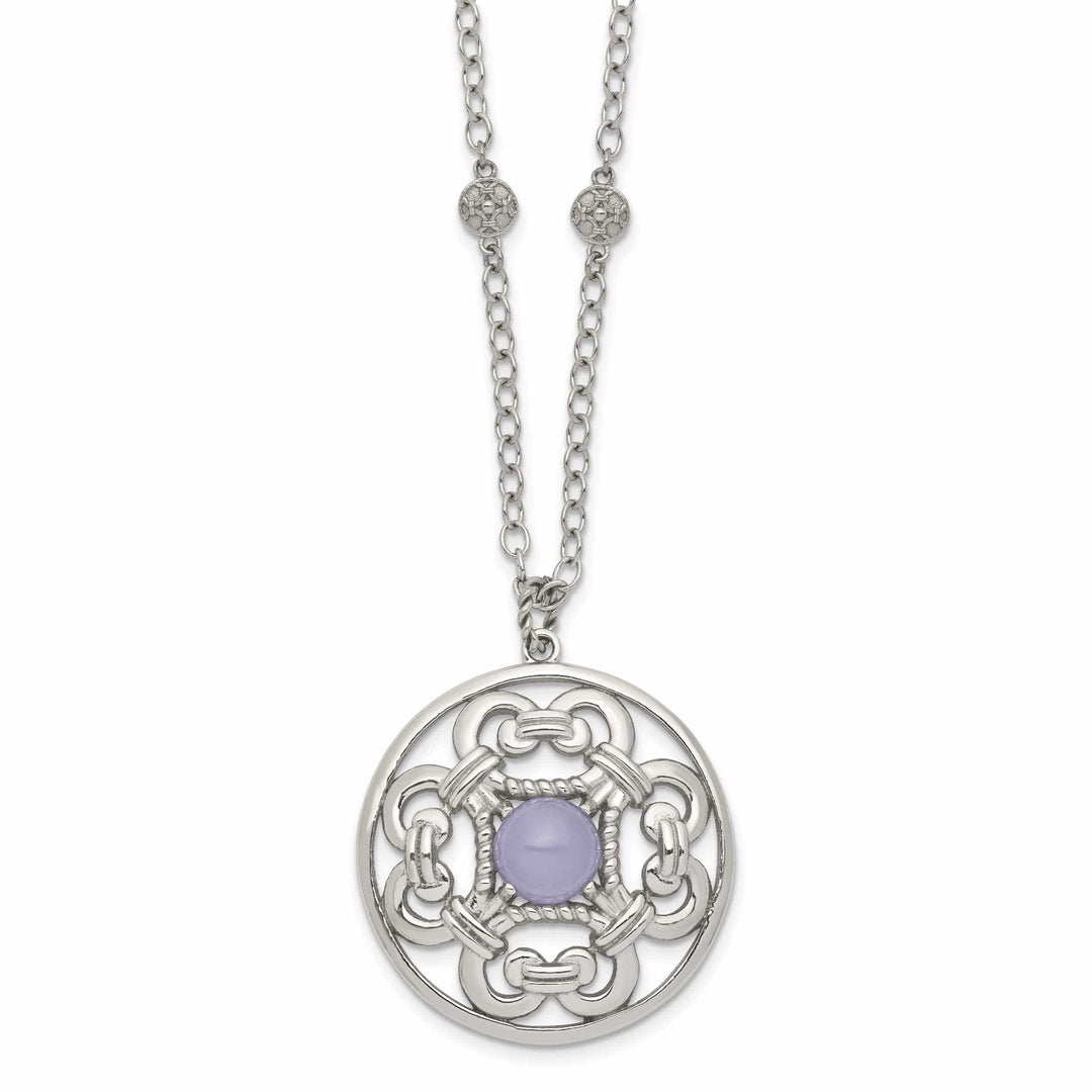 Chisel Necklaces Stainles Steel Purple Calcedony Circle Necklace