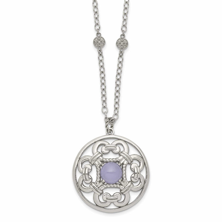 Chisel Necklaces Stainles Steel Purple Calcedony Circle Necklace