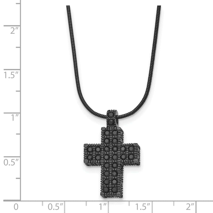 Chisel Necklaces Stainless Steel Black Crystal Cross necklace
