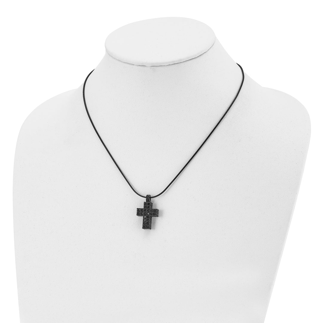 Chisel Necklaces Stainless Steel Black Crystal Cross necklace