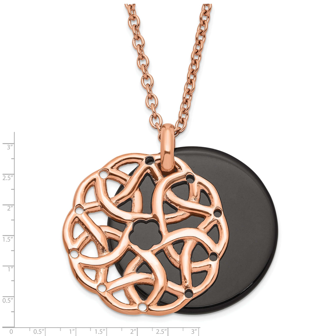 Chisel Necklaces Stainless Steel Black Onyx Rose Necklace