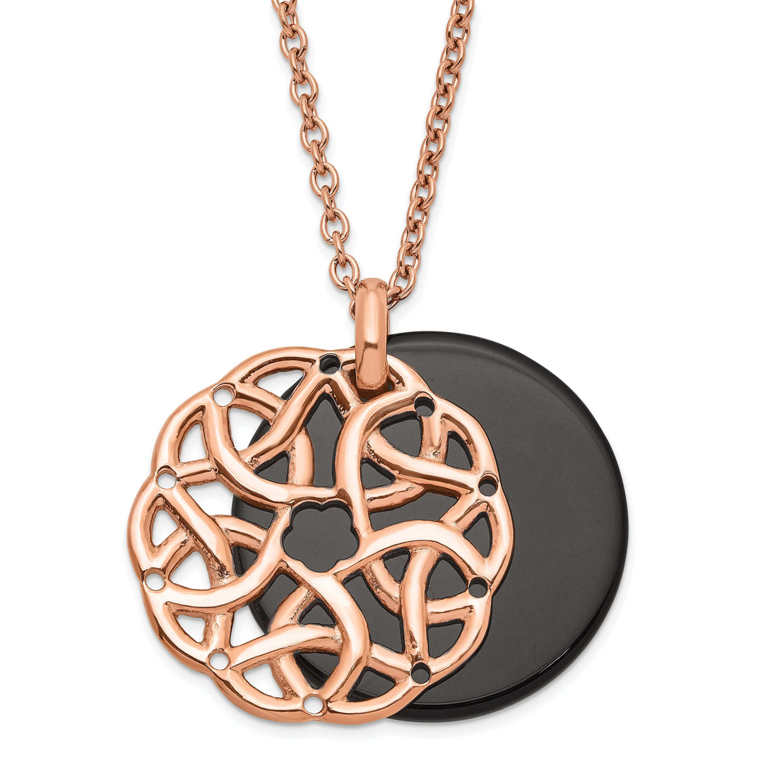 Chisel Necklaces Stainless Steel Black Onyx Rose Necklace