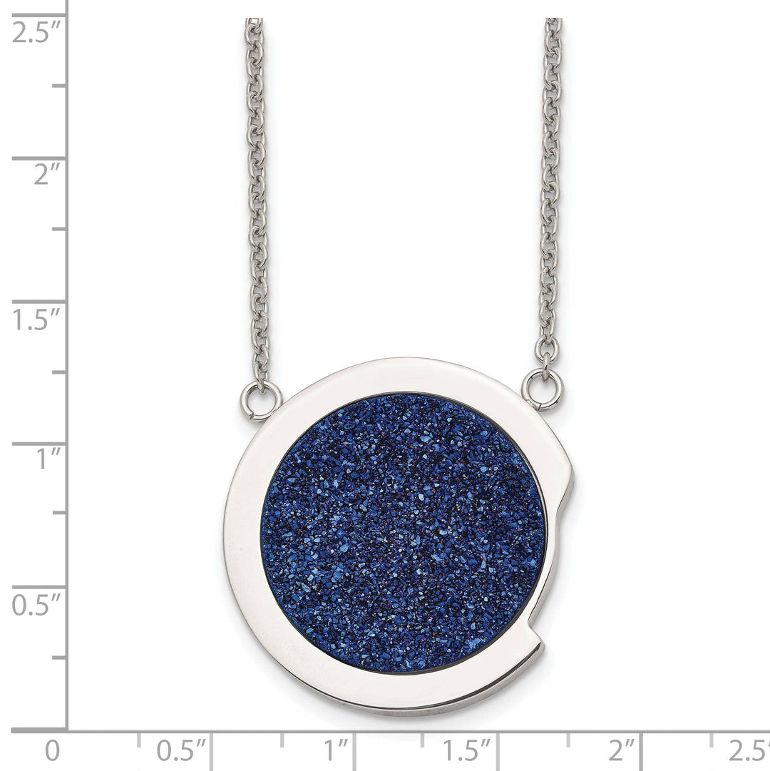 Chisel Necklaces Stainless Steel Blue Druzy Stone Necklace