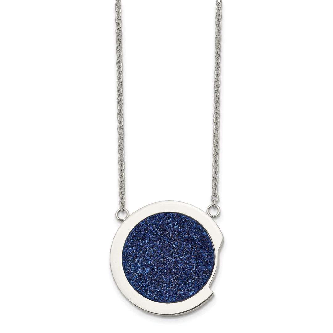 Chisel Necklaces Stainless Steel Blue Druzy Stone Necklace