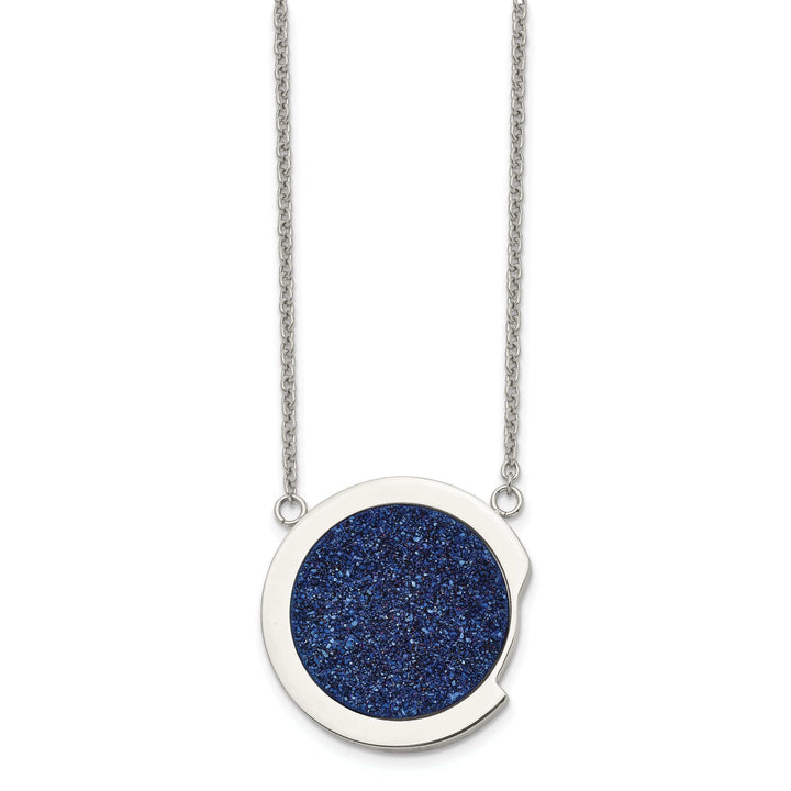 Chisel Necklaces Stainless Steel Blue Druzy Stone Necklace