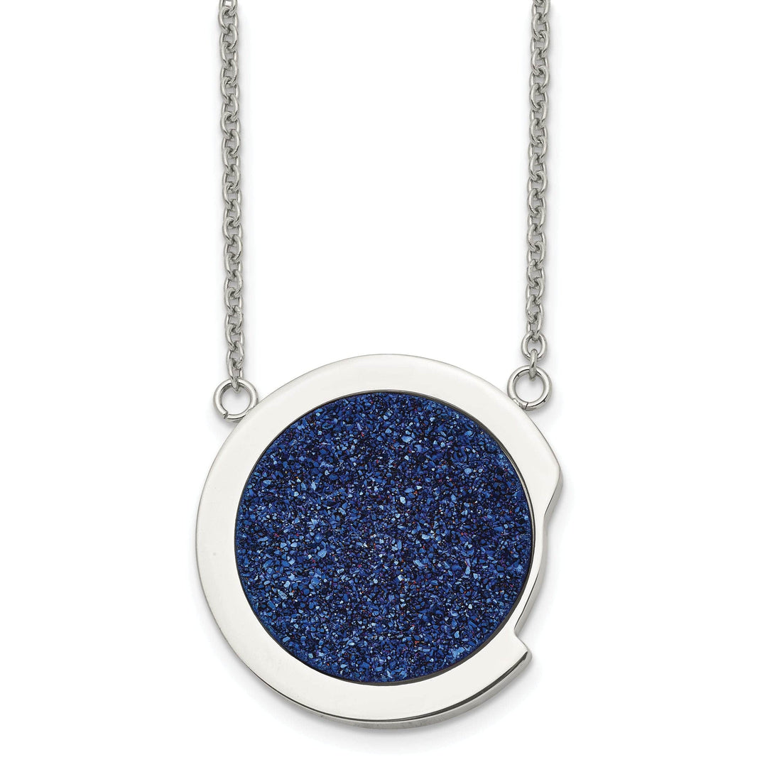 Chisel Necklaces Stainless Steel Blue Druzy Stone Necklace