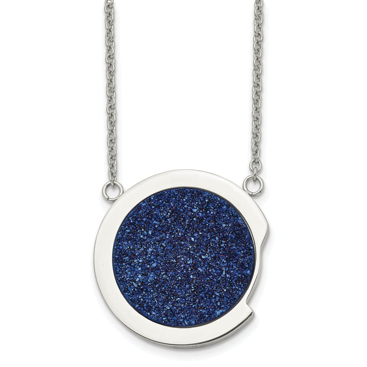 Chisel Necklaces Stainless Steel Blue Druzy Stone Necklace