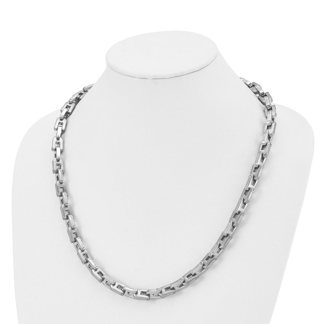 Chisel Necklaces Stainless Steel Brushed and Polished Link Necklace