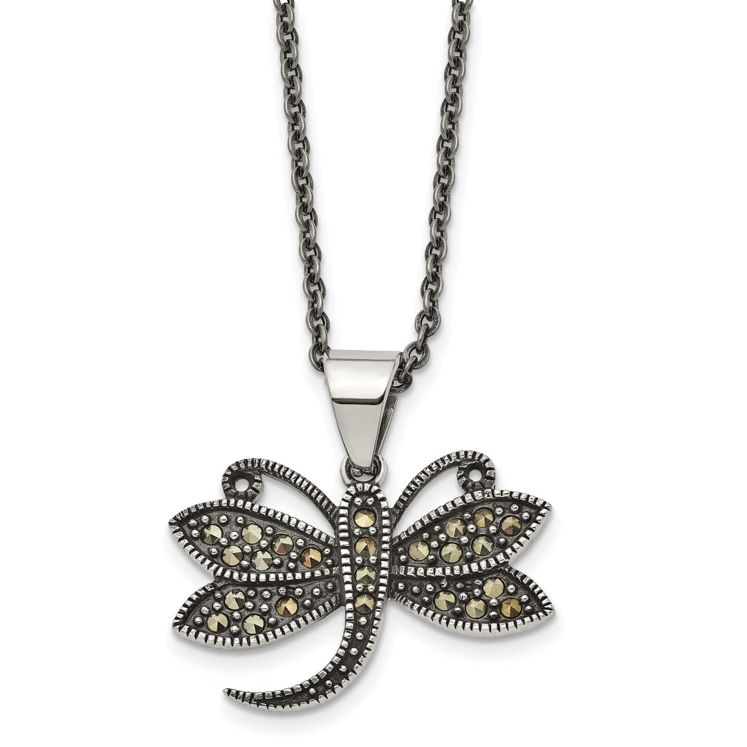 Chisel Necklaces Stainless Steel Butterfly Marcasite Necklace