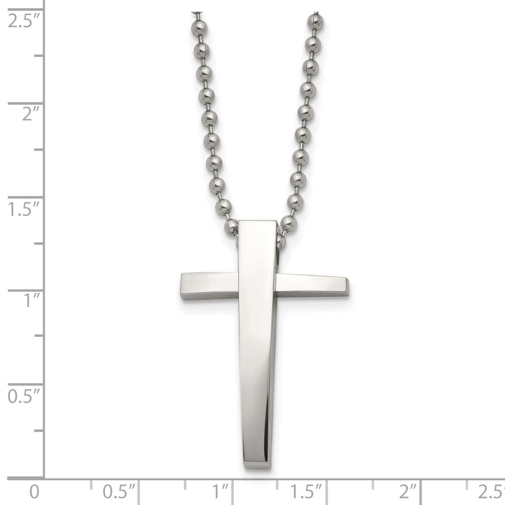 Chisel Necklaces Stainless Steel Cross Beaded Necklace