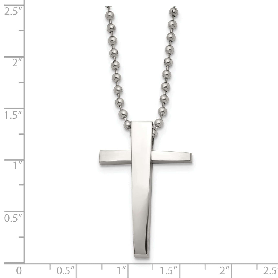 Chisel Necklaces Stainless Steel Cross Beaded Necklace