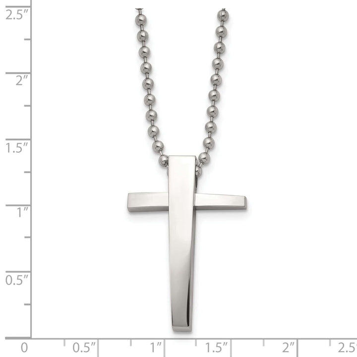 Chisel Necklaces Stainless Steel Cross Beaded Necklace
