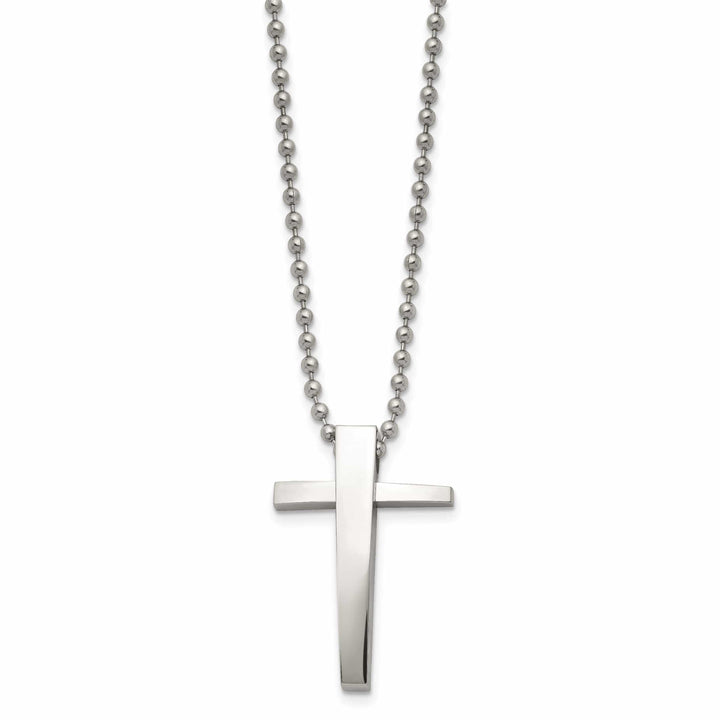 Chisel Necklaces Stainless Steel Cross Beaded Necklace