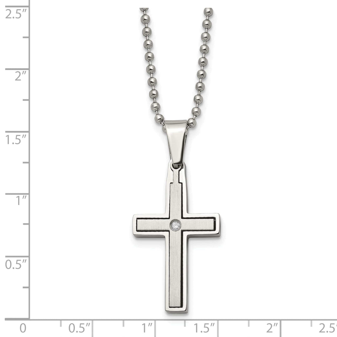 Chisel Necklaces Stainless Steel Diamond Cross Beaded Necklace