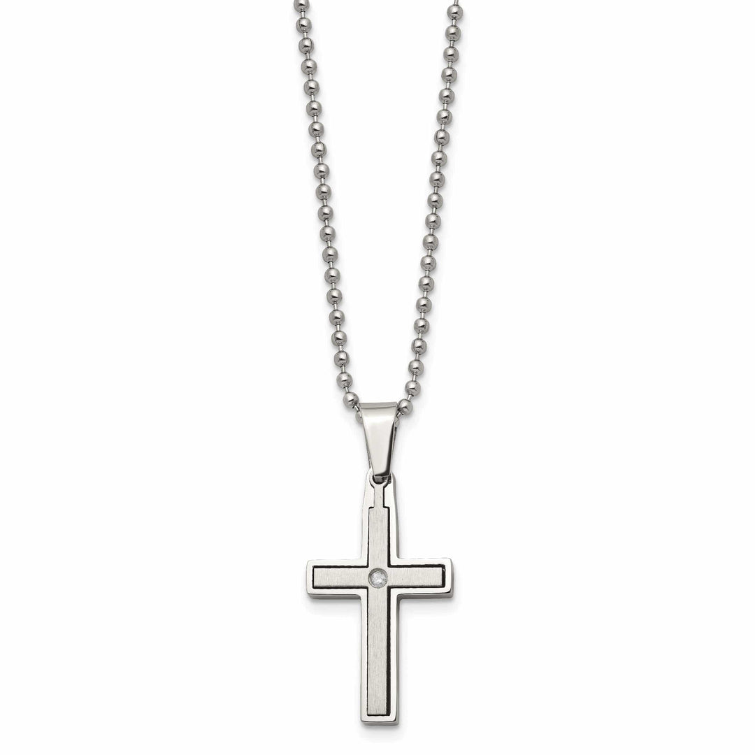 Chisel Necklaces Stainless Steel Diamond Cross Beaded Necklace