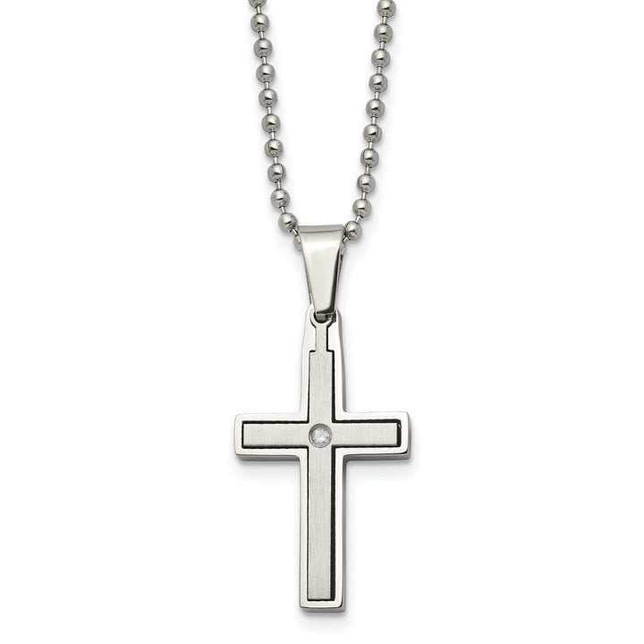 Chisel Necklaces Stainless Steel Diamond Cross Beaded Necklace