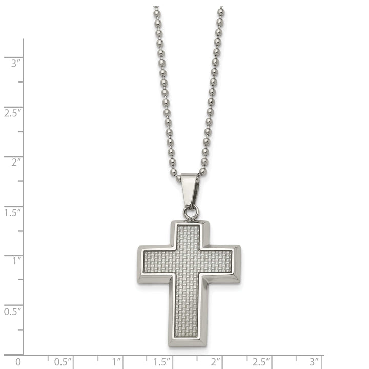 Chisel Necklaces Stainless Steel Grey Carbon Fiber Cross Necklace