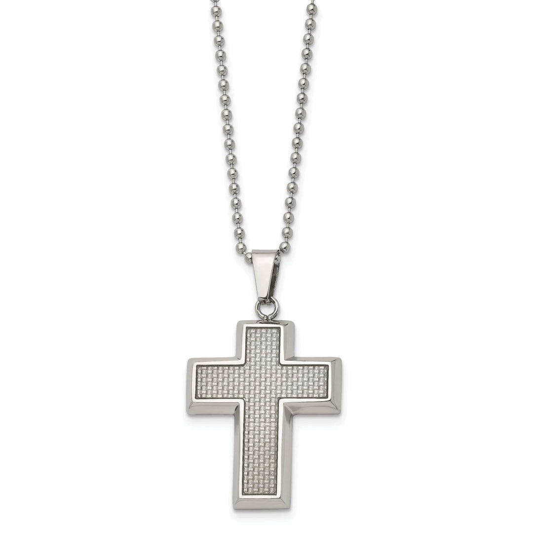 Chisel Necklaces Stainless Steel Grey Carbon Fiber Cross Necklace