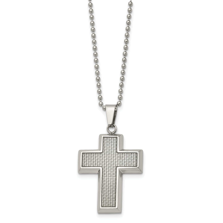 Chisel Necklaces Stainless Steel Grey Carbon Fiber Cross Necklace