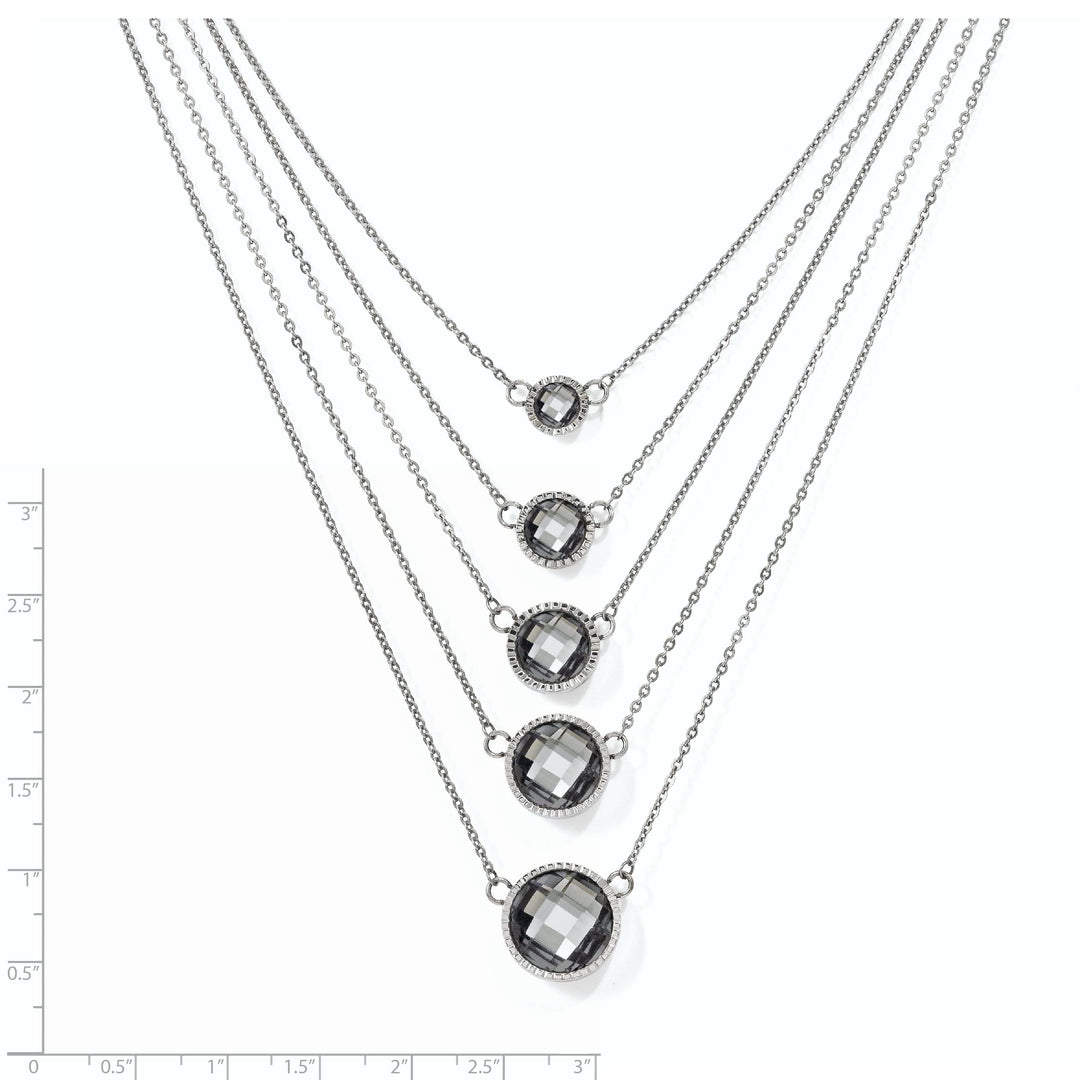 Chisel Necklaces Stainless Steel Grey Glass Polished Necklace