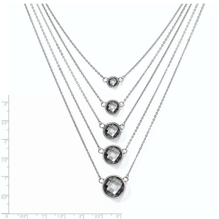 Chisel Necklaces Stainless Steel Grey Glass Polished Necklace