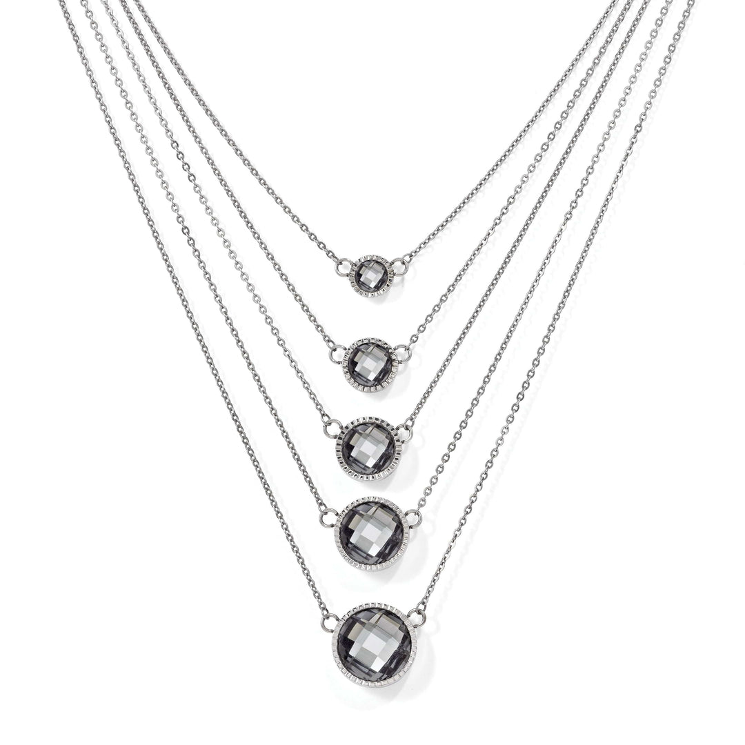 Chisel Necklaces Stainless Steel Grey Glass Polished Necklace