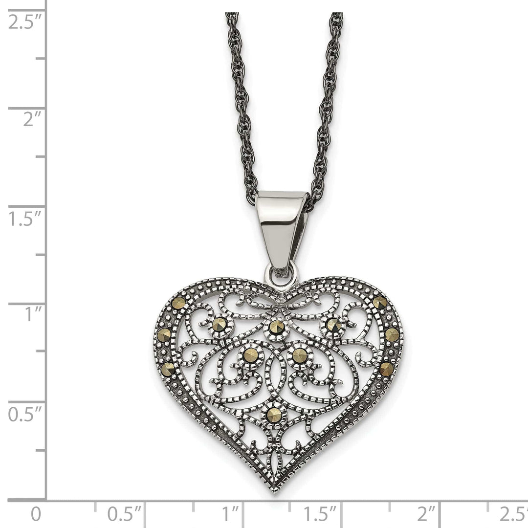 Chisel Necklaces Stainless Steel Marcasite Heart Necklace