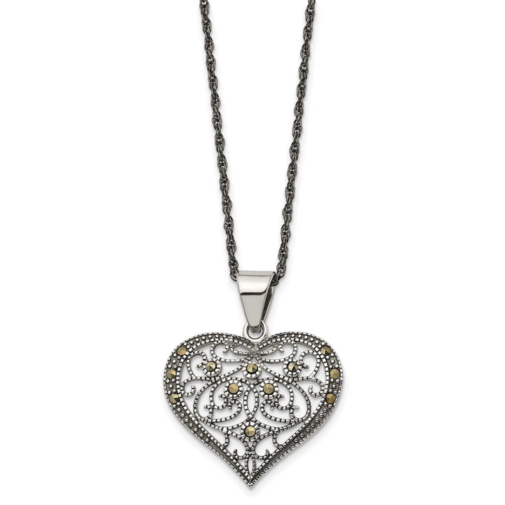 Chisel Necklaces Stainless Steel Marcasite Heart Necklace
