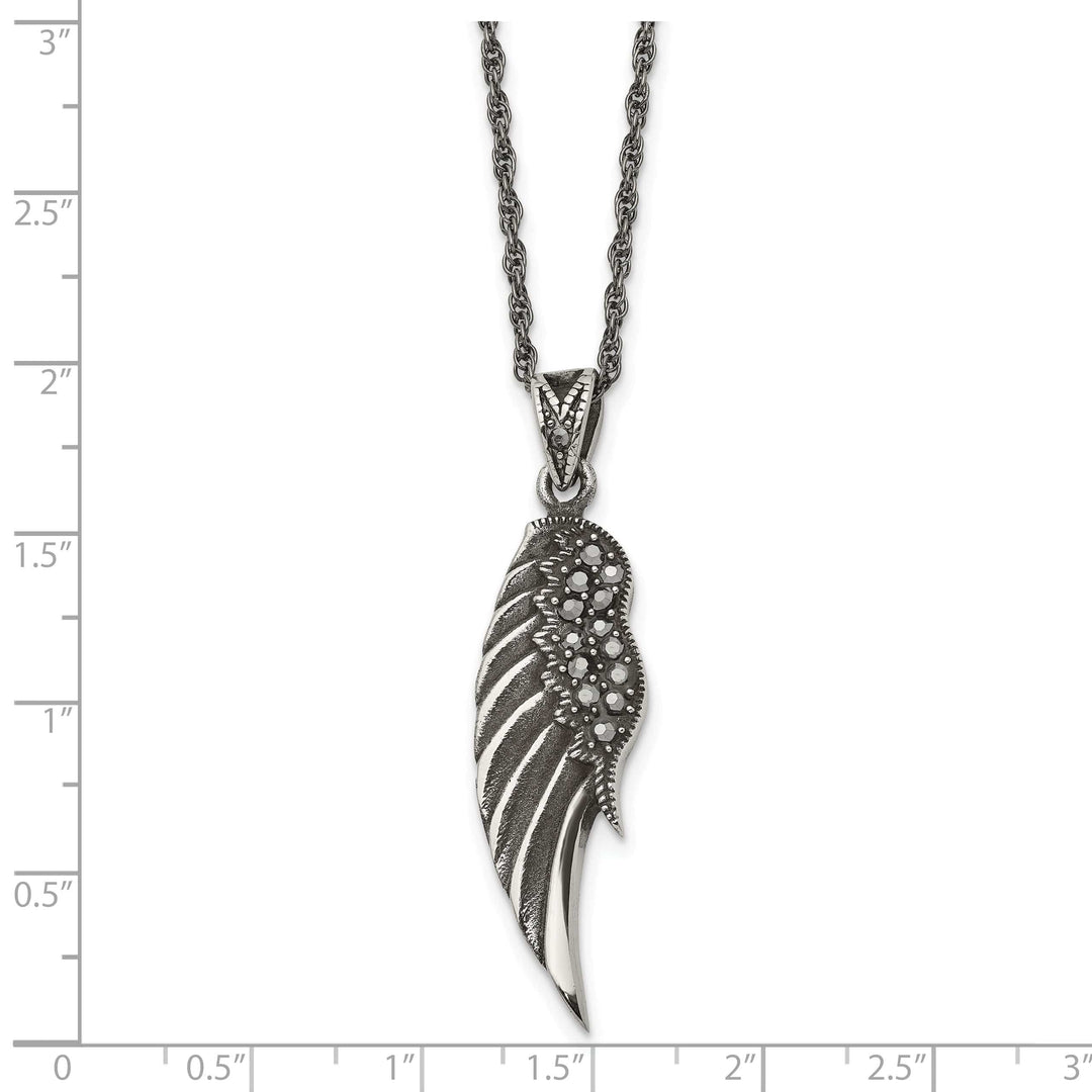 Chisel Necklaces Stainless Steel Marcasite Wing Necklace