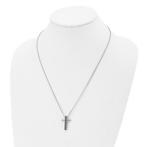 Chisel Necklaces Stainless Steel Polish Black C.Z Cross Necklace