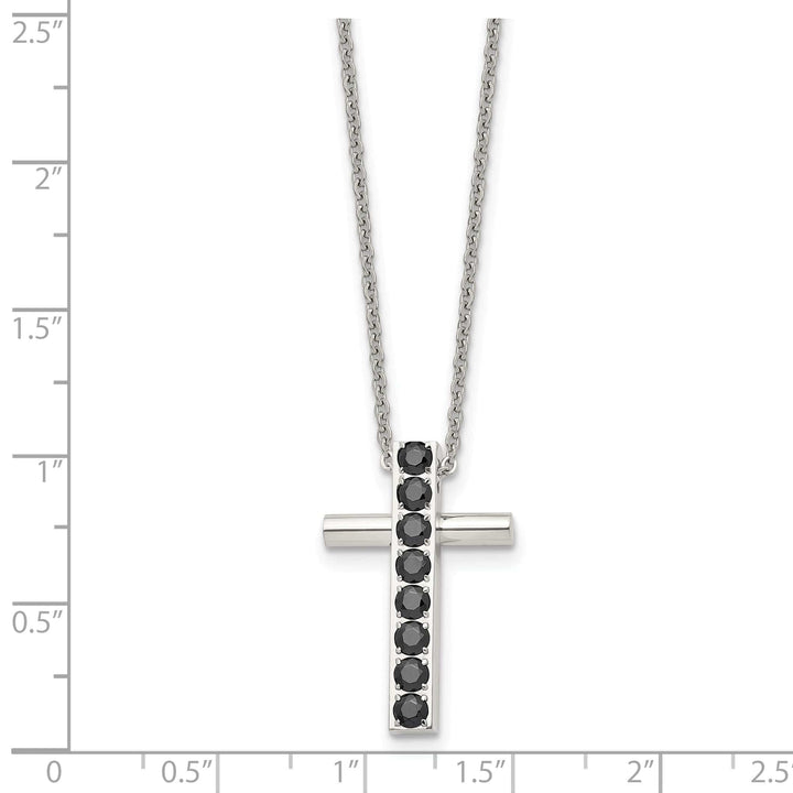 Chisel Necklaces Stainless Steel Polish Black C.Z Cross Necklace