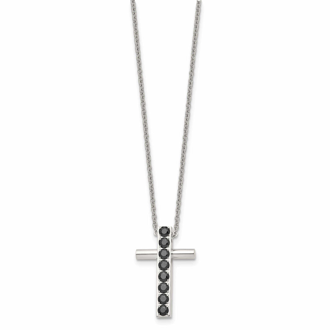 Chisel Necklaces Stainless Steel Polish Black C.Z Cross Necklace
